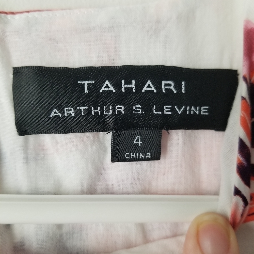 Tahari Arthur S. Levine Sleeveless Floral Tie-Waist Dress Size 4 - Picture 3 of 10